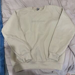 Cream Sweater with Jesus is King